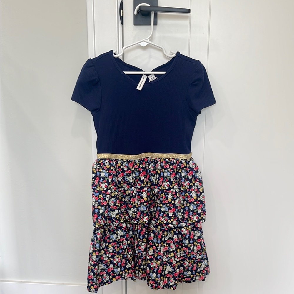 Janie and Jack Blue Red Fit and Flare Puff Sleeve Dress